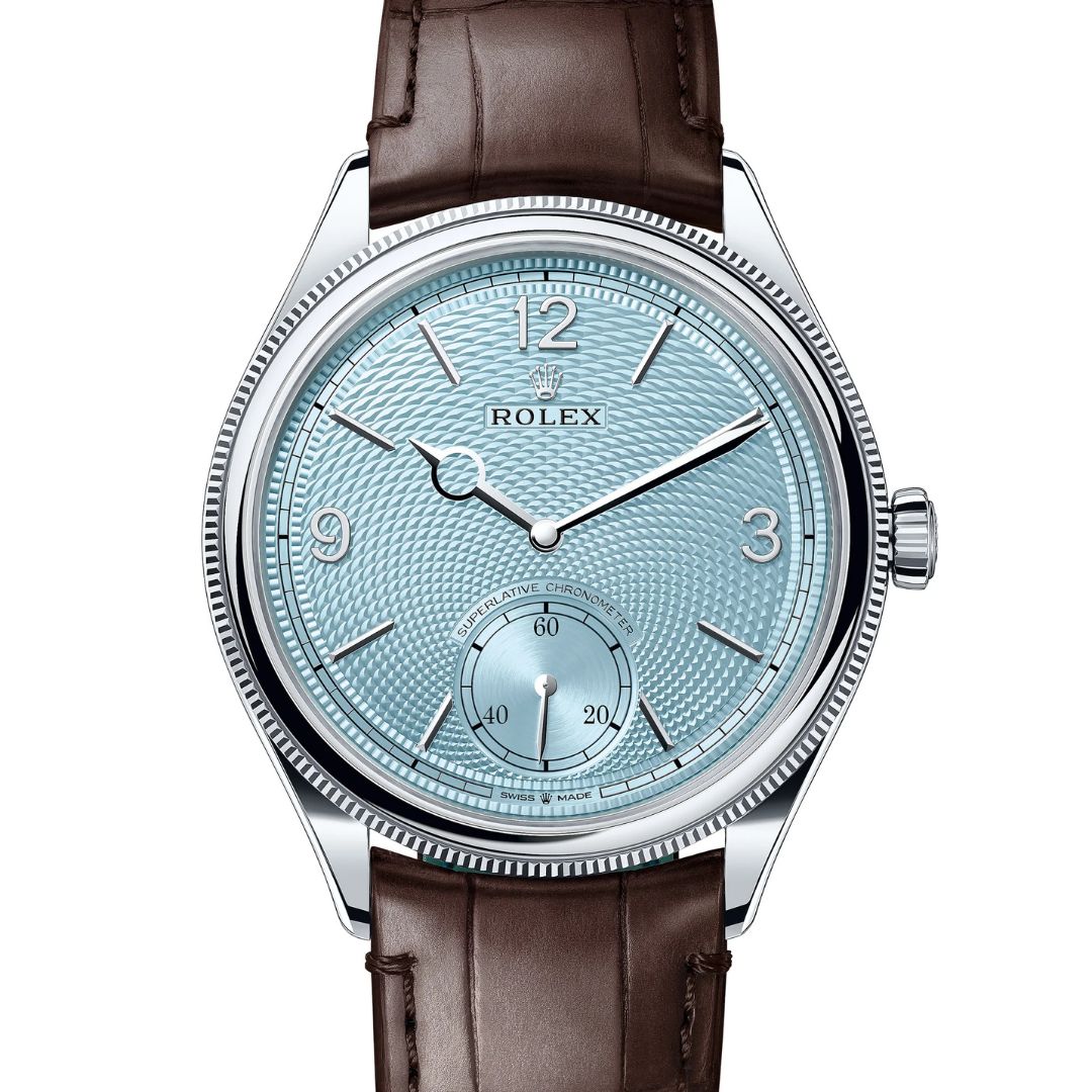 Rolex 1908 52506 Ice Blue NEW 2026 JULY Platinum Brown Leather 39 mm